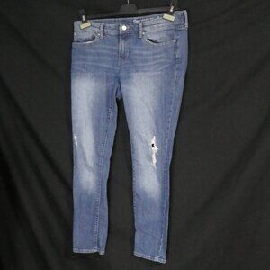 GAP - Skinny Roll Up | 4 / 27 R Regular Fit | Blue Washed Distressed Denim Jeans